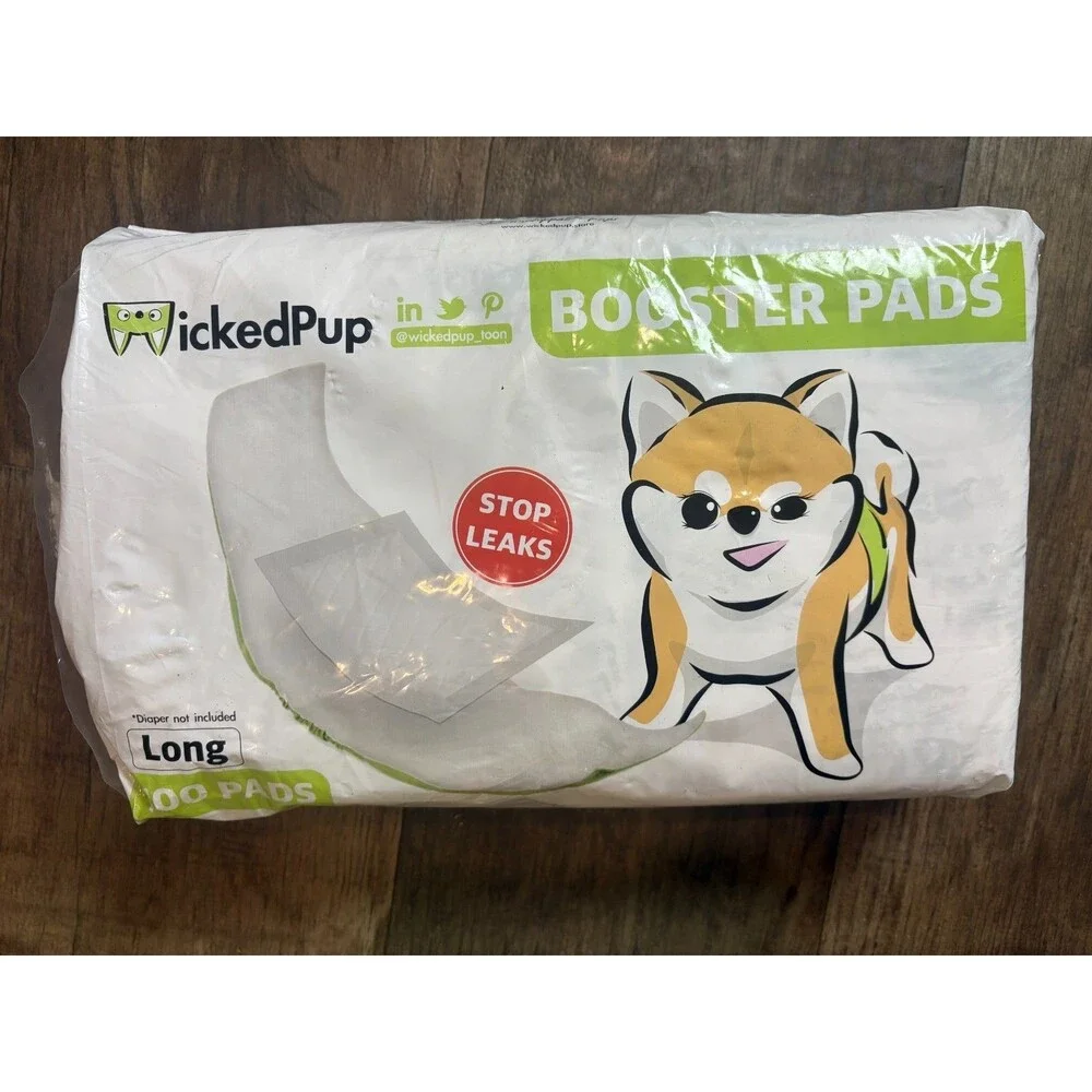 WICKEDPUP Dog Diaper Liners Booster Pads for Dogs 87 ct-Long Stop Leak *Open Bag